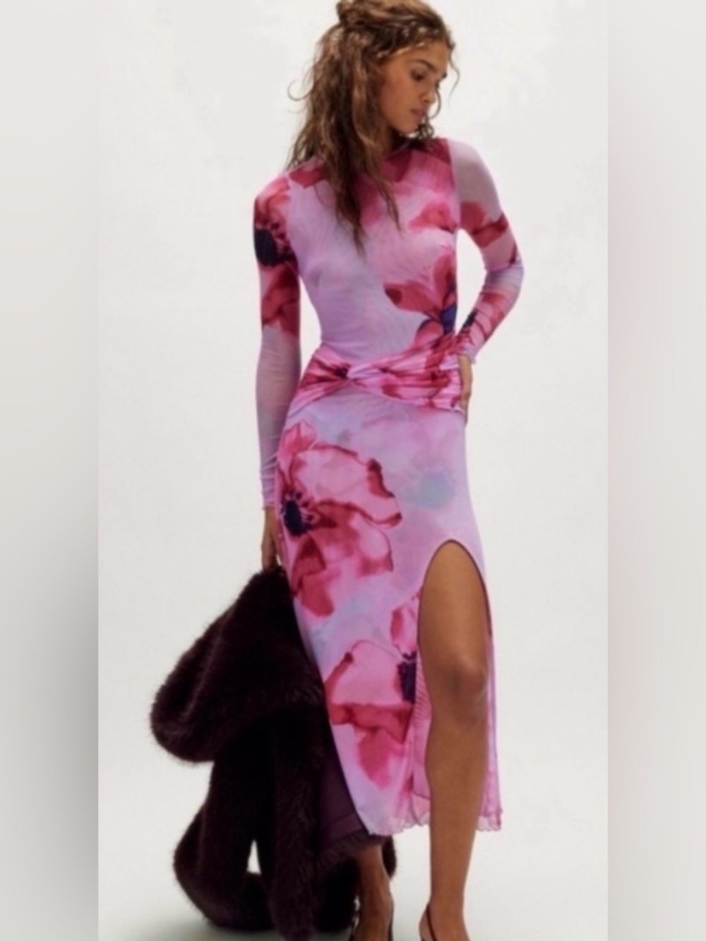 NWOT Free People Giani Maxi Dress with Long-sleeves & Slit